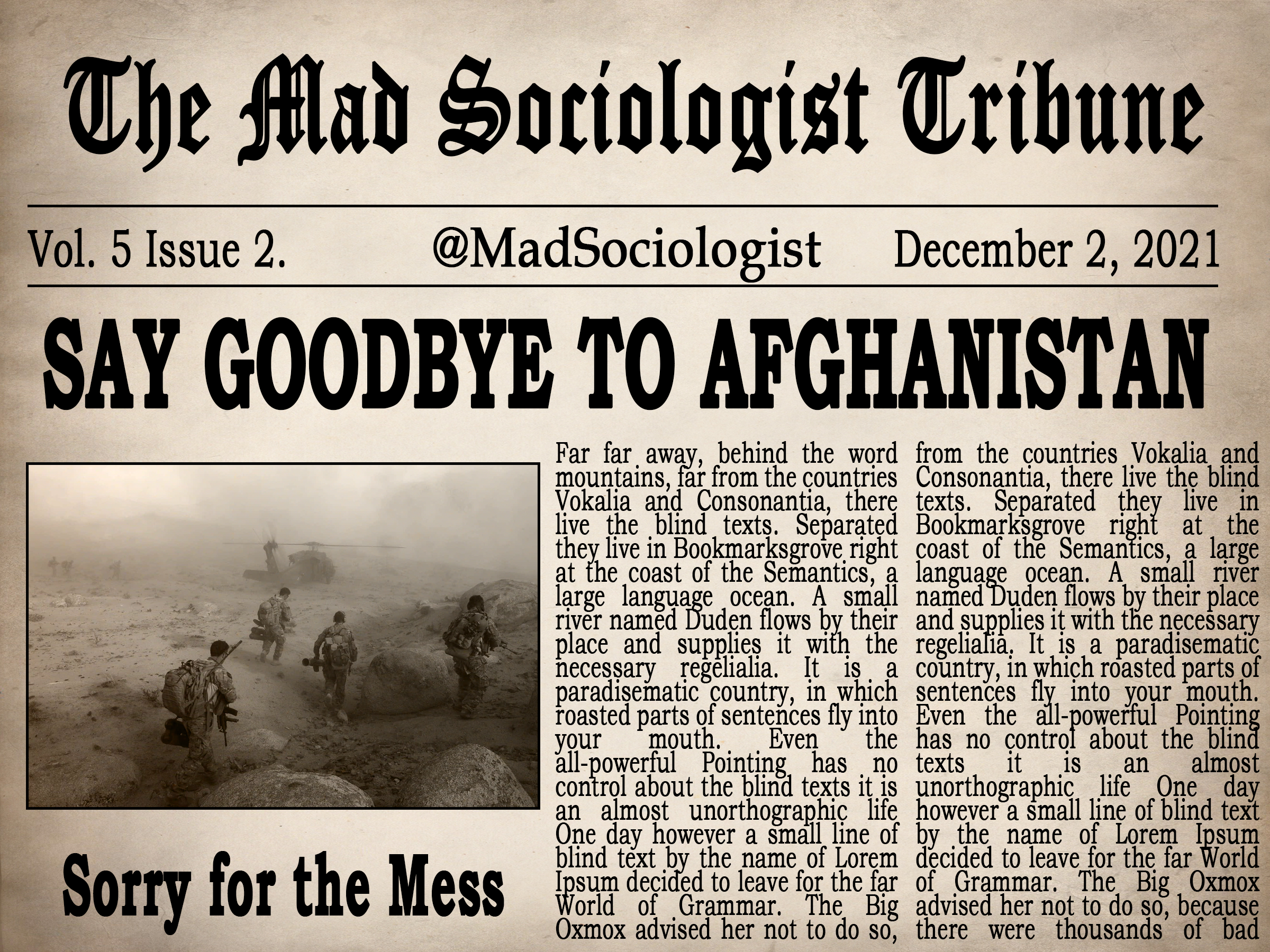 Say Goodbye to Afghanistan
